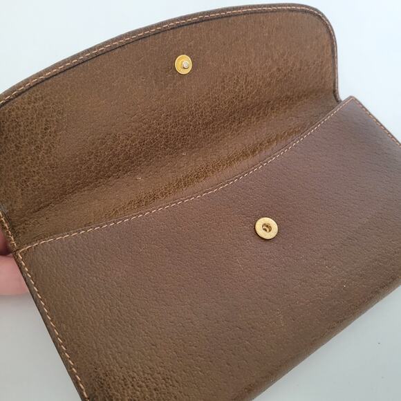 GUCCI Vintage Clasp Horsebit Wallet Bifold Brown Large Retro Clutch Leather Box - Picture 11 of 16